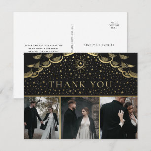 Carte Postale Gold Elegant Mariage de Tarot photo Merci