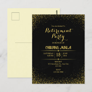 Carte postale Gold et Black Retirement Party