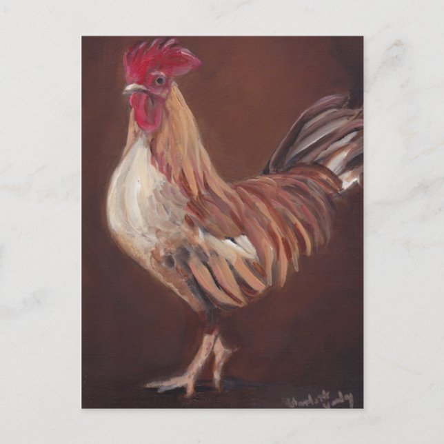 Carte postale Gold et Red Rooster Art (Devant)