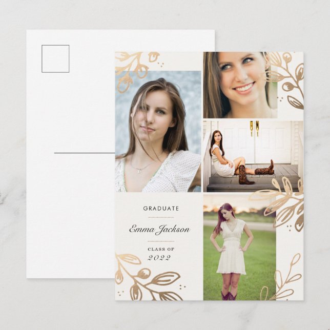Carte postale Gold Feuilles 4 Photo Grad Faire-par (Devant / Derrière)