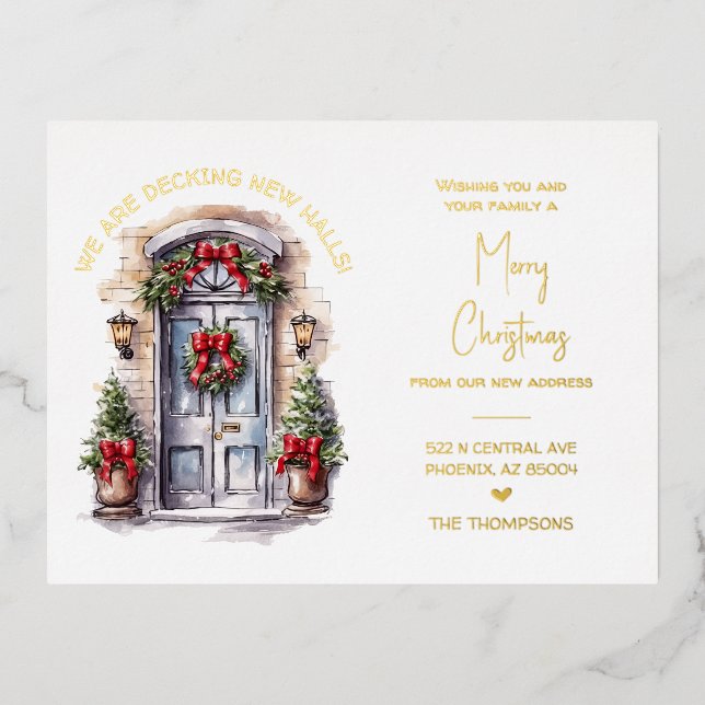Carte postale Gold Foil de Noël Moving Faire-part (Recto)