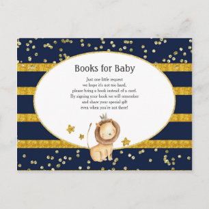 Carte Postale Gold Lion Navy Baby shower bleu Livres pour bébé 
