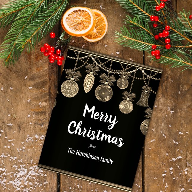 Carte Postale Gold on Black Elegance Christmas Postcard (Gold on Black Elegance Christmas Postcard by the Olde Christmas Shoppe)