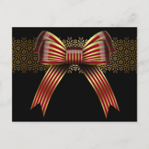 Carte postale Gold & Red Christmas Bow Holiday