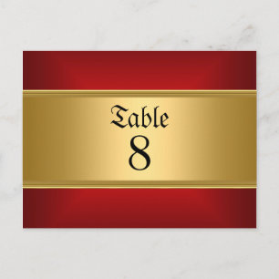 Carte Postale Gold Red Tableau Mariage Numéros Gold Red