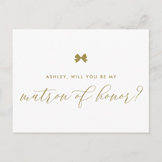 Carte Postale Gold Ribbon Bow vous serez mon maître d'honneur (Devant)