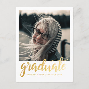 Carte Postale Gold Script Graduation Party   Enregistrer La Phot