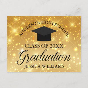 Carte Postale Gold Sparkle Graduation Chic Custom Faire-part