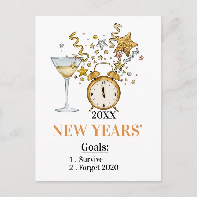 Carte Postale Gold Sparkling heureux voeux du Nouvel An (Devant)