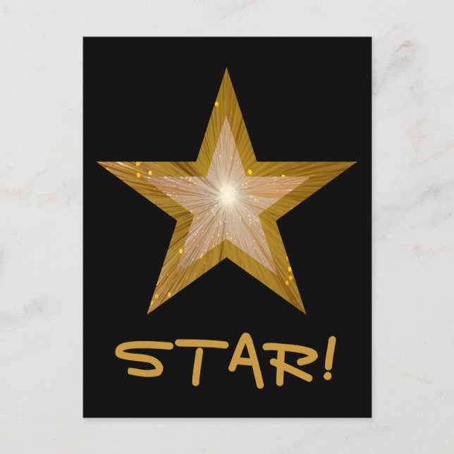 Carte postale Gold Star 'STAR' en noir (Devant)