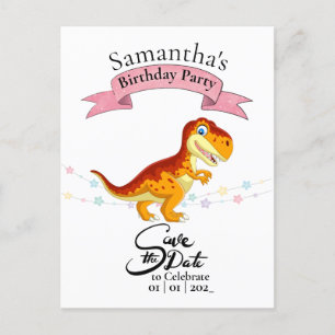 Carte Postale Gold T Rex, Joyeuse fille d'anniversaire