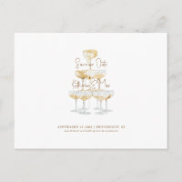Gold Text Champagne Tower Économisez notre Date II