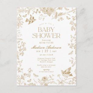 Carte Postale Gold Toile De Jouy Baby shower Floral Français