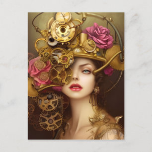 Carte Postale Golden Beauty Steampunk Art numérique
