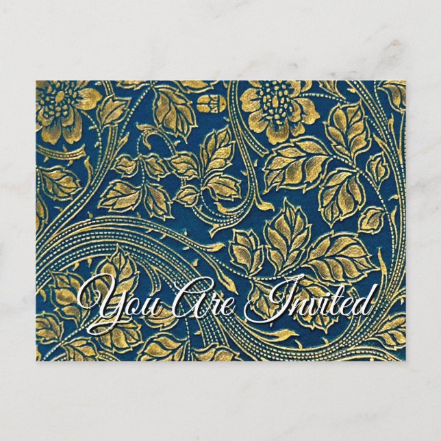 Carte postale Golden Blue Elegance Invitation (Devant)