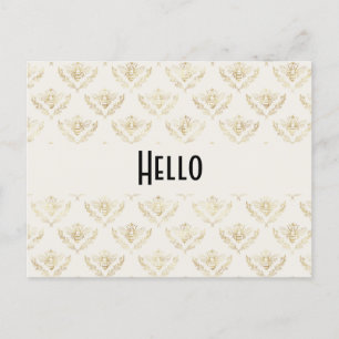 Carte Postale Golden Bumble Bee Motif Bonjour