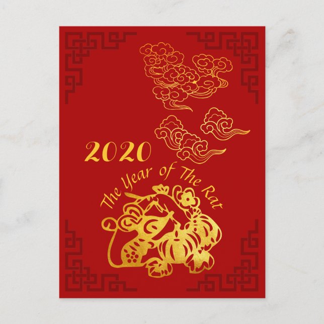 Carte postale Golden Chinese Paper-cut Rat Year 20 (Devant)