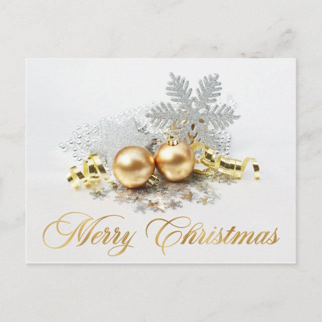 Carte Postale Golden Christmas Balls Ornament Salutation d'entre (Devant)