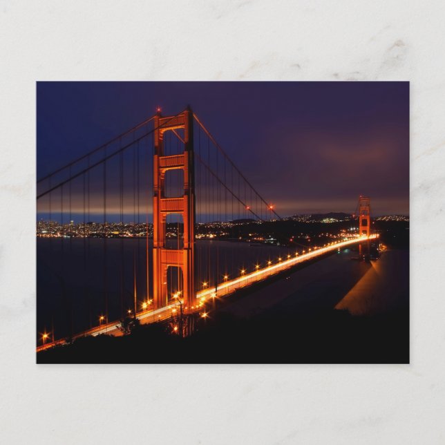 Carte Postale Golden Gate Bridge à la nuit | San Francisco, CA (Devant)