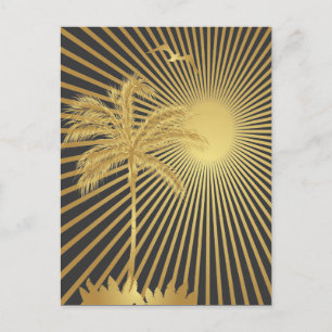 Carte Postale Golden Island Palm Tree et Sun Postcard