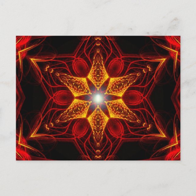Carte postale Golden Light Red Star Fractal Art (Devant)