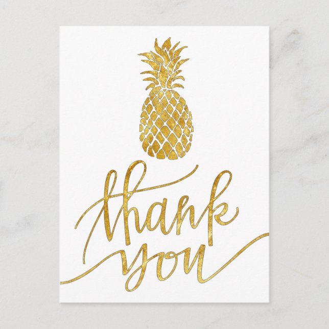 Carte Postale golden merci calligraphie ananas (Devant)