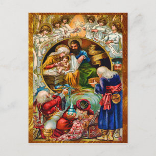 Carte postale Golden Nativité Scene