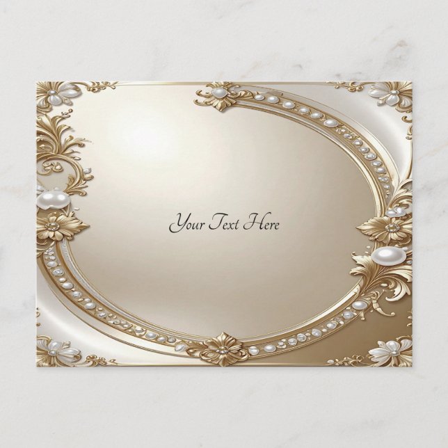 Carte Postale Golden Ornate Frame with Pearls Postcard (Devant)