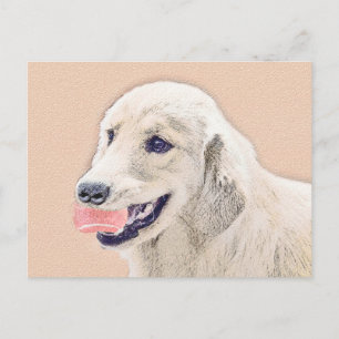 Carte Postale Golden Retriever avec Tennis Ball Peinture Chien A