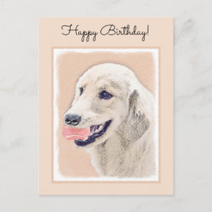 Carte Postale Golden Retriever avec Tennis Ball Peinture Chien A