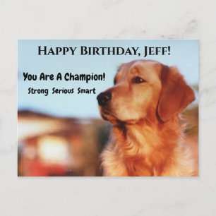 Carte Postale Golden Retriever Champion Joyeux Anniversaire Fort