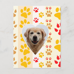 Carte Postale Golden Retriever Chien Coeurs Pâtes Imprimer