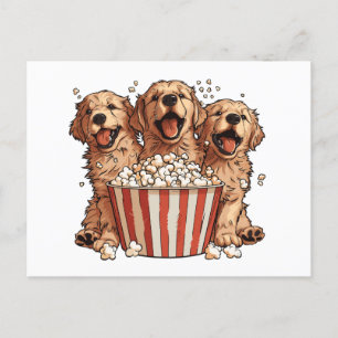Carte Postale Golden Retriever Dogs Movie Popcorn Bucket