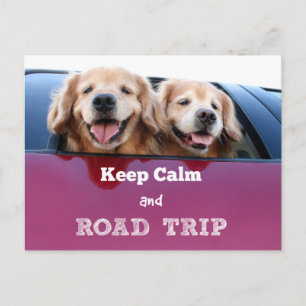 Carte Postale Golden Retriever Garder Son Calme et Road Trip