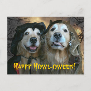 Carte Postale Golden Retriever Happy Howl-oween