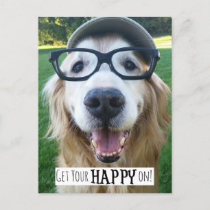Carte Postale Golden Retriever Soyez heureux