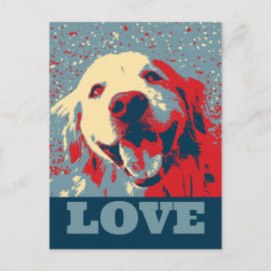 Carte Postale Golden Retriever Styliszed Love