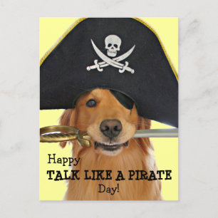 Carte Postale Golden Retriever Talk like Pirate Day