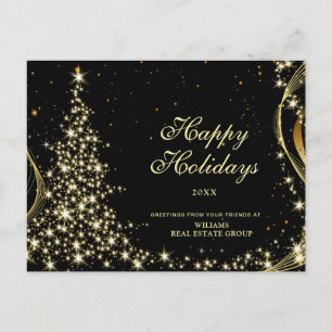 Carte Postale Golden Sparkle Christmas Stars Salutation d'entrep