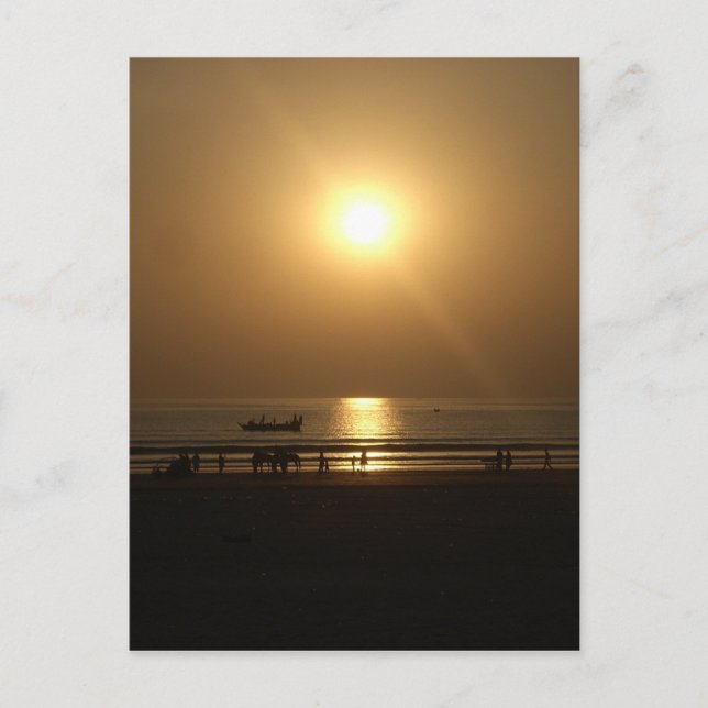 Carte Postale Golden Summer Sunset Réflexion sur la plage (Devant)