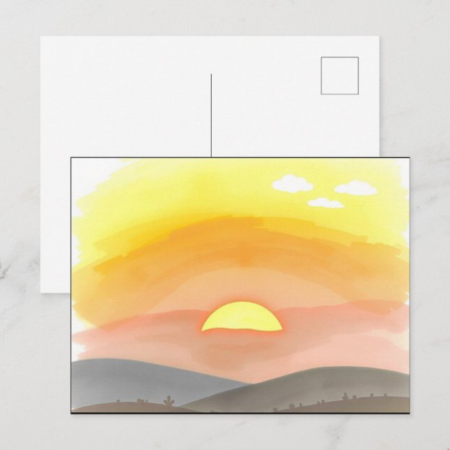 Carte Postale Golden Sunset Horizon Scenic Postcard (Devant / Derrière)