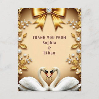 Carte Postale 💍 Golden Swan Wedding Thank You Appreciation 💍