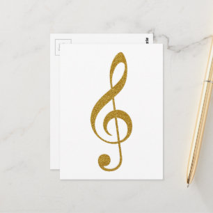 Carte Postale Golden Treble Clef note musicale