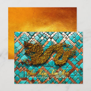 Carte Postale Golden Vietnamese Dragon Année 2024 Mosaic PostC