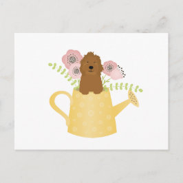 Carte Postale Goldendoodle Dans L'Arrosage Can Jaune