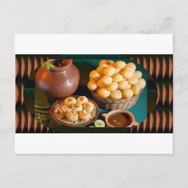 Carte Postale GOLE GAPPAY Panni Puri cuisine indienne Snack (Devant)