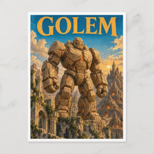 Carte Postale Golem, monstre de fantasy gothique