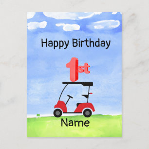 Carte Postale Golf 1er anniversaire golfeur d'un an avec numéro