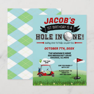Carte Postale Golf 1er anniversaire Invitation