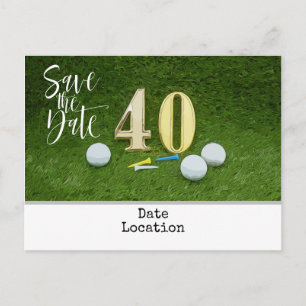 Carte Postale Golf 40th Birthday Enregistrer la date pour la par